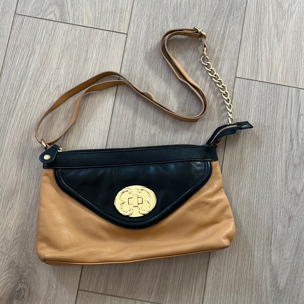 Emma Fox leather black and brown shoulder bag